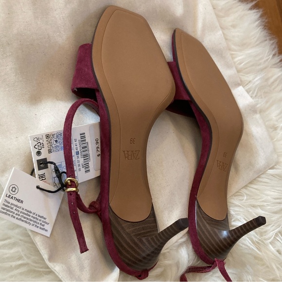 Zara Suede Mid-Heel Ankle Strap Sandals w/Dust Bag - Picture 12 of 15